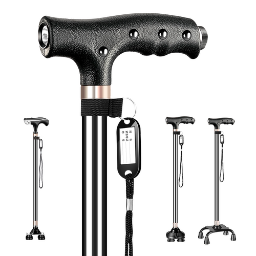 老人拐杖四脚伸缩手杖老年人行走助步器扶手杖轻便多功能防滑拐棍