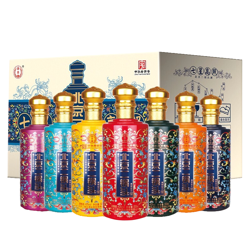 永丰牌二锅头北京二锅头七星高照 清香型白酒42度500ml*7瓶