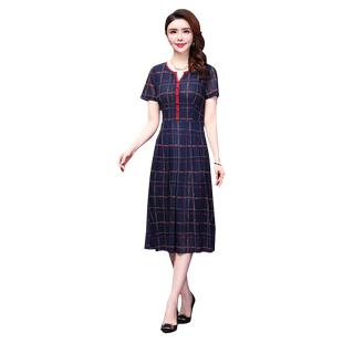 香妮芬2025夏季新款中年女装妈妈连衣裙洋气中长款女士台湾纱裙子