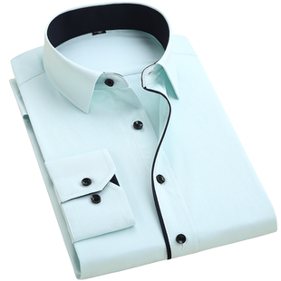 男士春季青年长袖衬衫商务职业正工装纯白色韩版短袖衬衣工作服寸