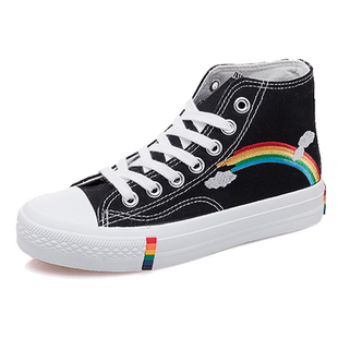 34码帆布鞋女鞋高帮初中学生女孩冬季大童板鞋冬季加绒小学生鞋子