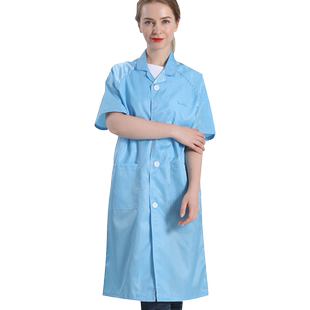 防静电服防尘工作服短袖防护服无尘服男女洁净服长款大褂夏季透气