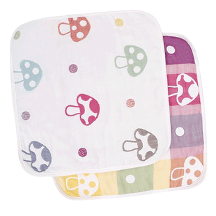 贝兰宝蘑菇方巾新生儿用品宝宝口水巾婴儿小毛巾纯棉纱布多种用途