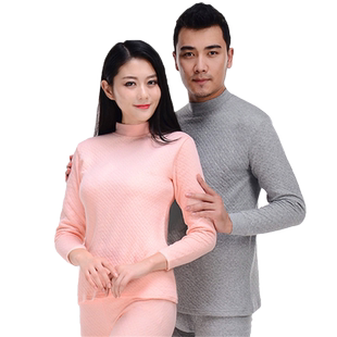 ab保暖内衣男纯棉女士秋衣秋裤三层加厚中高领加大码全棉毛衫套装