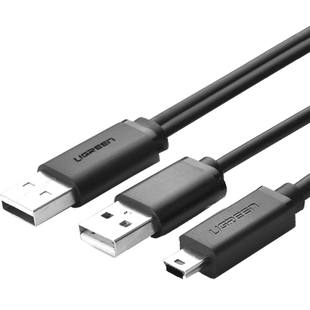 绿联mini usb数据线双头T型口移动硬盘连接线迷你USB线MP3充电线