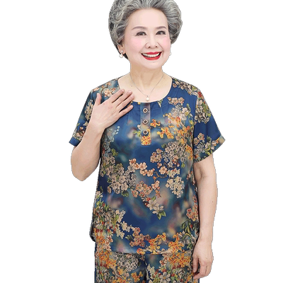 中老年人女装妈妈夏装香云纱套装