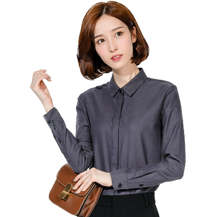 宿色长袖女士衬衫春秋新款韩版法兰绒百搭上衣磨毛纯色内搭棉衬衣