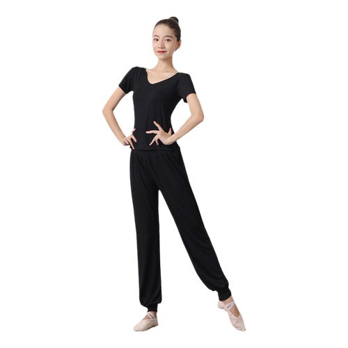 V领舞蹈老师练功服成人形体训练服套装女显瘦现代舞中国舞莫代尔
