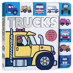 英文原版童书绘本Lift-the-Flap Tab:Trucks卡车揭页翻翻书男孩阅读儿童趣味交通工具认知英语辅导训练图画故事书撕不烂纸板书