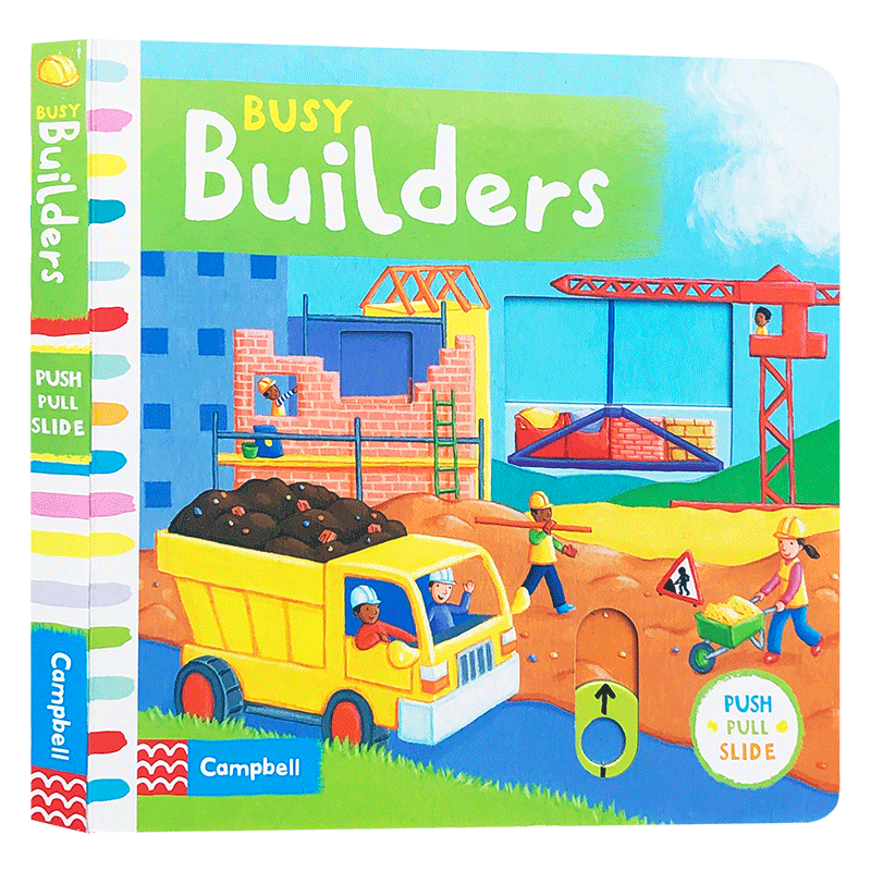 英文原版Busy book系列Builders忙碌的建筑工人宝宝启蒙认知手指机关推拉书绘本好习惯养成Fire Station/zoo公园Park机场pets
