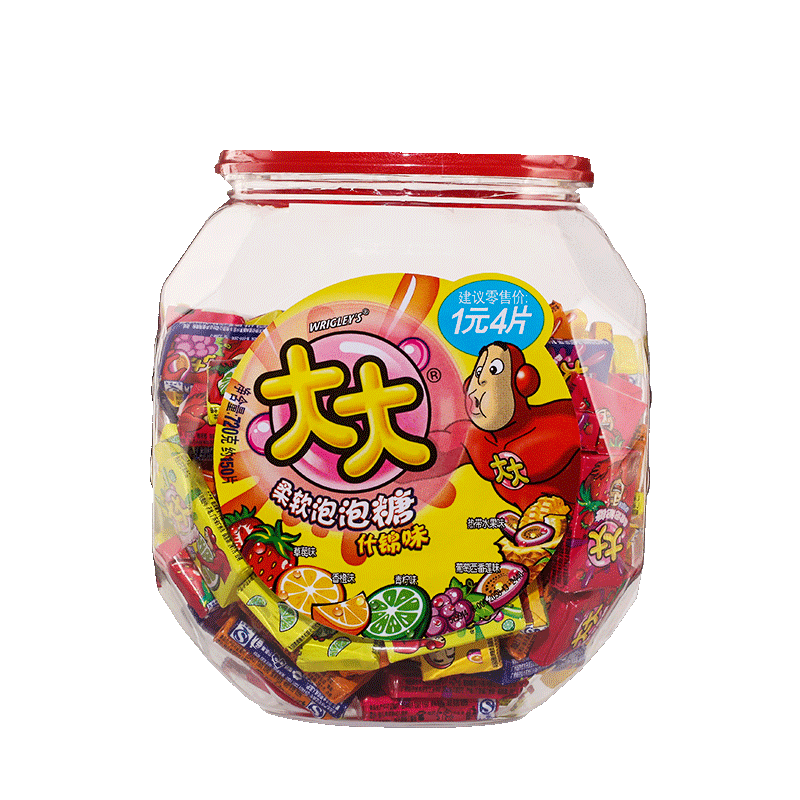 大大泡泡糖桶装什锦味口香糖大大卷童年怀旧网红零食休闲小吃糖果