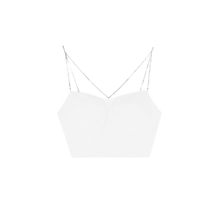 白色链条吊带上衣夏季外穿内搭带胸垫高级感抹胸性感辣妹西装背心