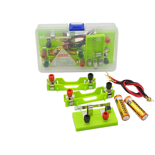 简单电路闭合实验盒串联并联点亮小灯泡5号电池盒儿童物理电磁学导线开关灯座小学生科学实验器材料磁铁套装