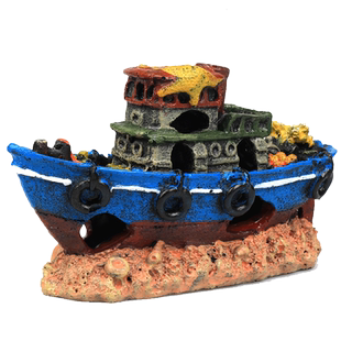 鱼缸造景沉船水族箱装饰假山破船渔船海底旧船躲避屋特色创意摆件