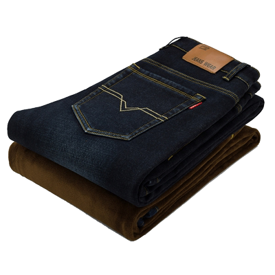 高弹力四季商务休闲加绒牛仔裤