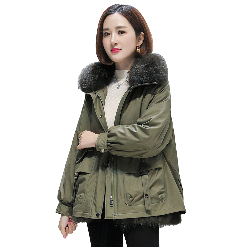 新款洋气质獭兔貉子真毛领可拆卸