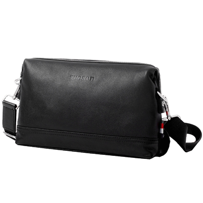 休闲风牛皮商务单肩包大容量