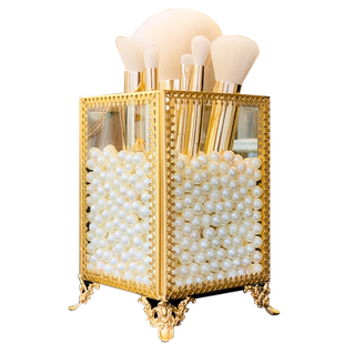 化妆刷桶ins美妆刷筒收纳盒玻璃透明刷筒彩妆刷子桌面收纳盒带盖