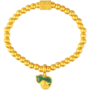 老庙黄金古法古韵金福运绵绵麒麟祥瑞珐琅葫芦手链官方旗舰正品礼