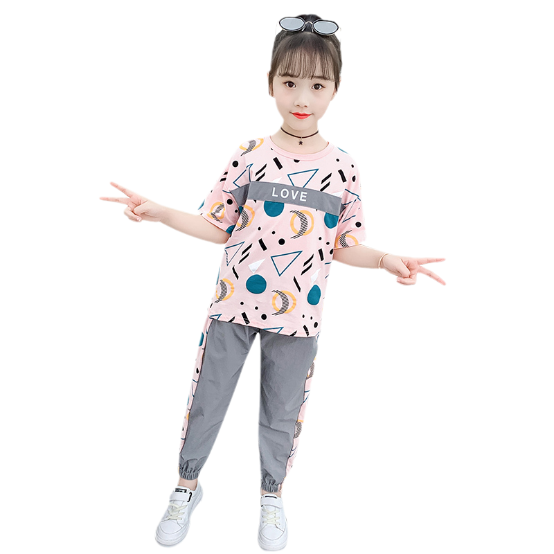 兒童夏裝女童套裝2025新款洋氣中大童運動早秋網(wǎng)紅兩件套速干褲