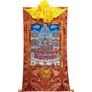 欧斯特 莲师皈依境画像唐卡 西藏背景墙壁画挂画客厅玄关装饰挂画