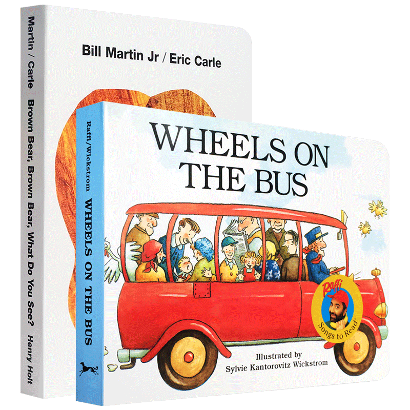 英文原版Brown Bear what do you see棕色的棕熊/wheels on the bus 公车上轮子廖彩杏推荐 经典儿歌童谣 亲子绘本故事书 送音频