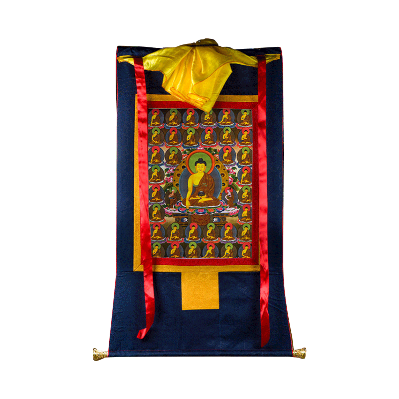 尼泊尔棉布装裱天然矿物颜料画心释迦牟尼佛西藏35佛唐卡挂画