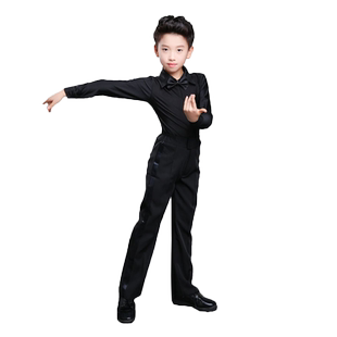 雅色墨画新款标准服少儿男童拉丁舞服规定比赛服儿童考级专业套装