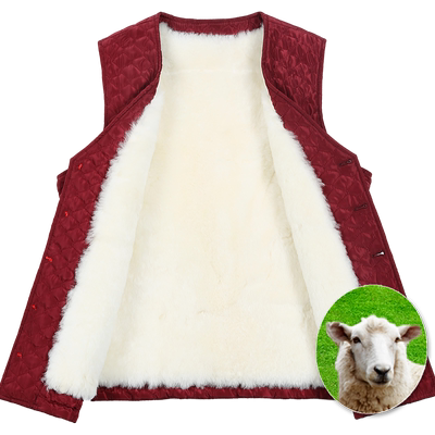 中老年背心秋冬季羊毛加厚老人