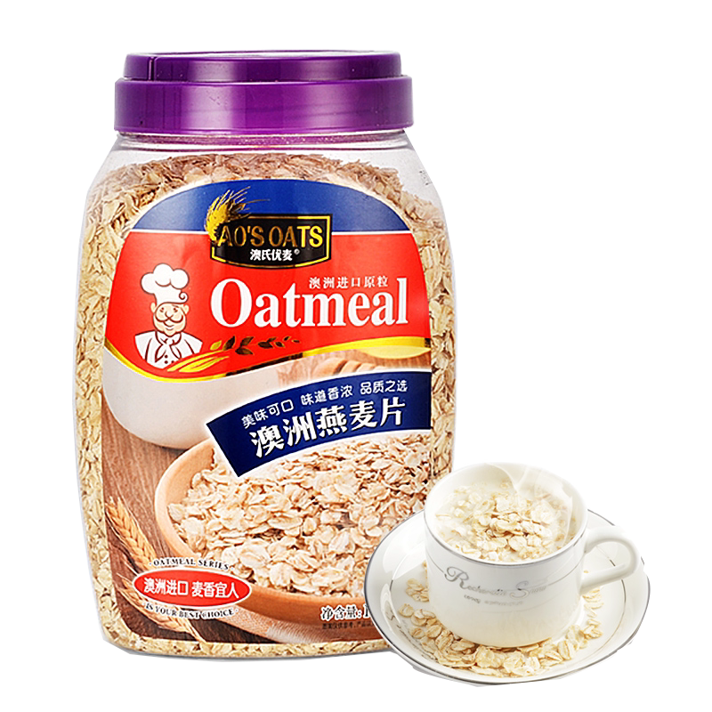 隔夜燕麦代餐冲饮高纤维黑麦片即食燕麦片无添蔗糖健身早餐桶装