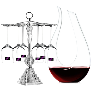 进口水晶玻璃高脚红酒杯套装家用醒酒器带钻石杯架子酒具小号杯架