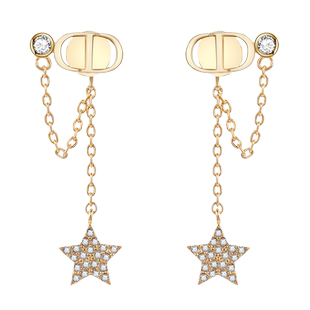 星星耳环韩国高级感网红复古气质耳饰CD字母小香长款流苏耳坠耳钉