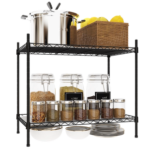 双层厨房台面收纳架锅碗整理架欧式小杂物架小型桌面柜子分割架