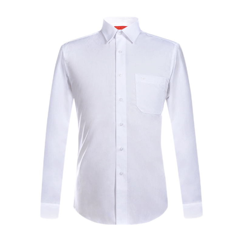 富绅Virtue斯文纯色易打理商务长袖衬衫男士免烫修身正装衬衣