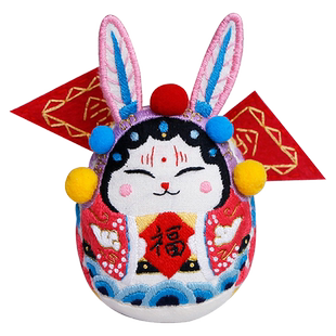 中秋兔子刺绣古风兔儿爷摆件自绣创意平安符刺绣手工diy材料包