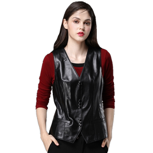 海宁真皮马夹女2026春季新款百搭短款绵羊皮马甲皮衣背心外套上衣