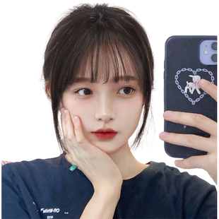 全真发空气刘海假发女头顶3d假刘海自然前额法式无痕齐刘海假发片