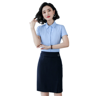 职业装工作服女短袖夏小香风裙子套装两件套前台空姐制服商务正装