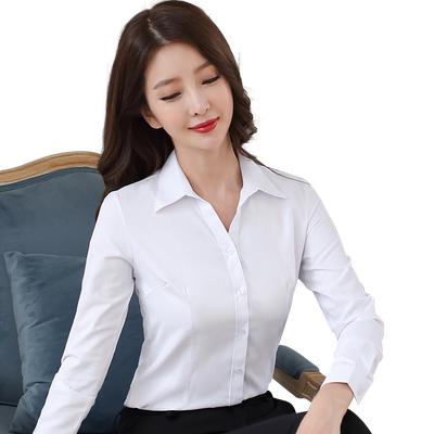 白衬衫女修身春夏工作服粉色正装