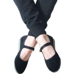 舞之恋藏族舞布鞋民间舞蹈考级黑色跟鞋胶州泡沫平底东北秧歌鞋女