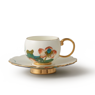 永丰源幸福和鸣2头杯碟180ml 陶瓷茶杯咖啡杯生日礼物