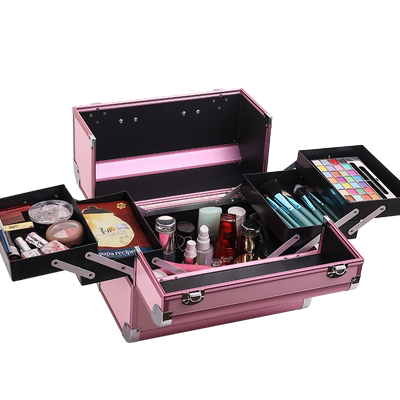 鸿贝便携多层美甲纹绣带锁化妆箱