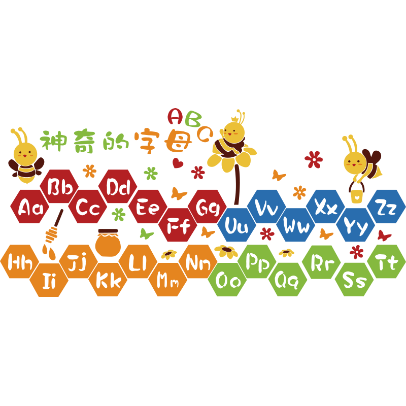 英文字母环创班级3d立体墙贴纸