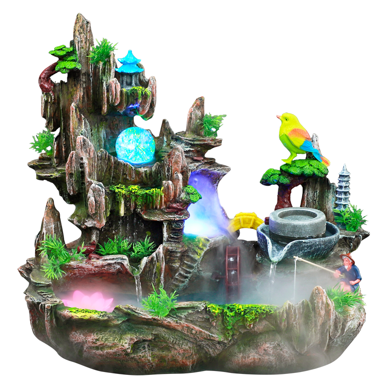 生财摆件盆景鱼缸客厅假山流水