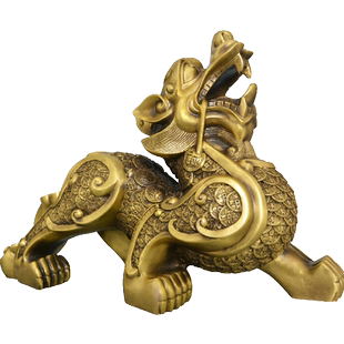 铜貔貅摆件一对黄铜八方来财貔铜质貅公母皮丘貔貅客厅办公室大号