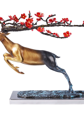 佐森新中式风铜鹿电视柜创意摆件