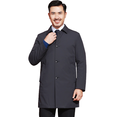 红都翻领可拆内胆宽松男装羽绒服