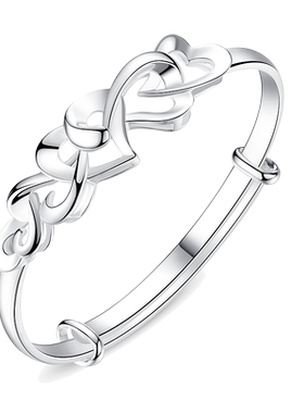 清新简约风心相印刻字纯银手镯