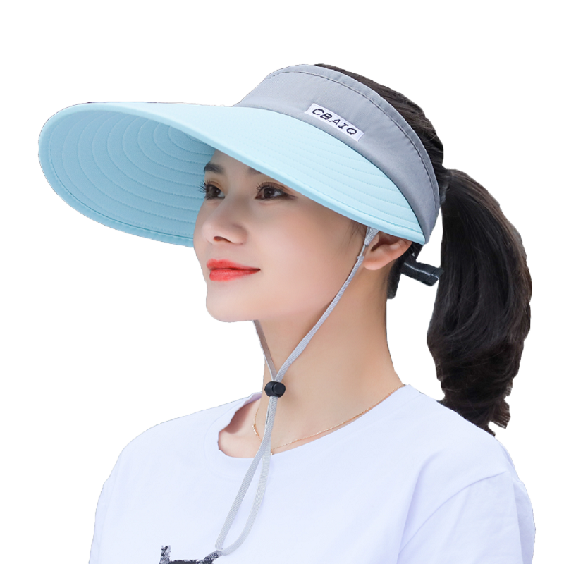 帽子女夏天遮阳帽大檐遮脸骑车防晒太阳帽可折叠空顶帽户外渔夫帽