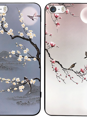 苹果5s手机壳硅胶iPhone5s保护套女款5SE男防摔软壳潮全包边带挂绳个性创意古风复古磨砂iPhonese潮牌五